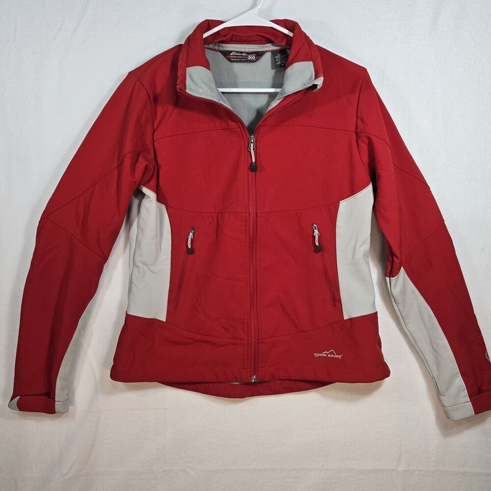 Eddie Bauer System Component 365 Womens Zip Up Jacket Coat Lined Red & White Med